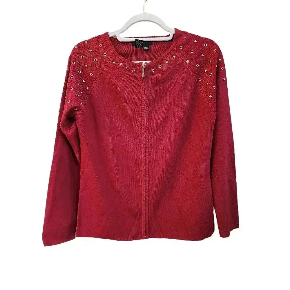 Women's Radzoli Zip Up Studded Cardigan L